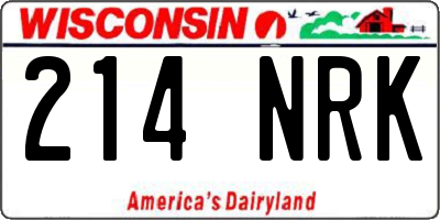 WI license plate 214NRK