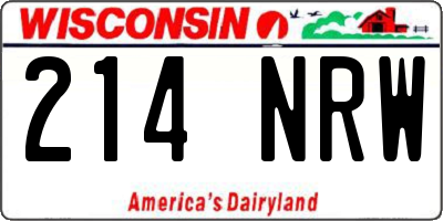 WI license plate 214NRW