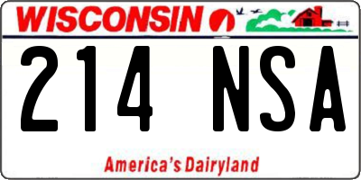 WI license plate 214NSA