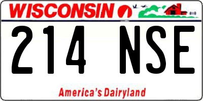 WI license plate 214NSE