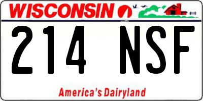 WI license plate 214NSF
