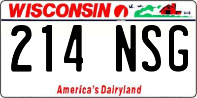 WI license plate 214NSG