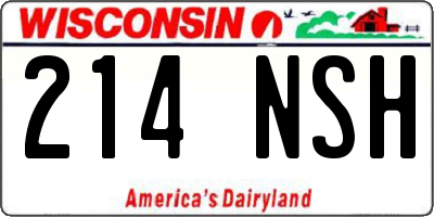 WI license plate 214NSH