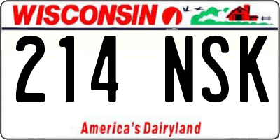 WI license plate 214NSK