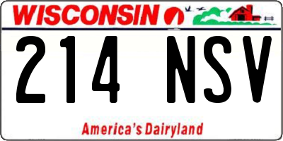 WI license plate 214NSV