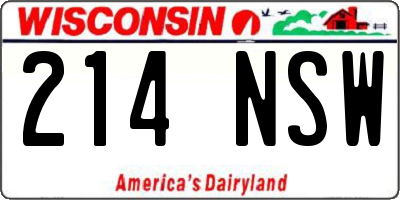 WI license plate 214NSW