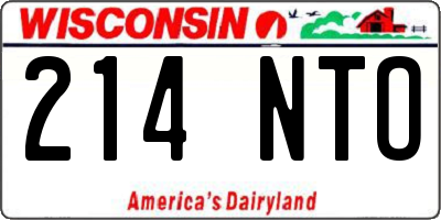 WI license plate 214NTO