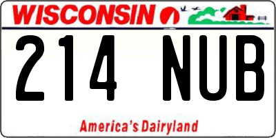 WI license plate 214NUB