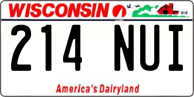 WI license plate 214NUI