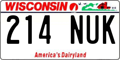 WI license plate 214NUK
