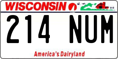 WI license plate 214NUM