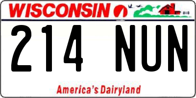 WI license plate 214NUN