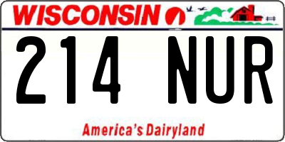 WI license plate 214NUR