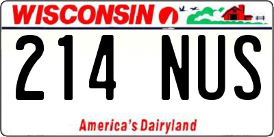 WI license plate 214NUS