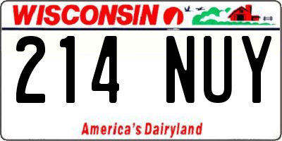 WI license plate 214NUY