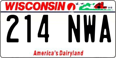 WI license plate 214NWA