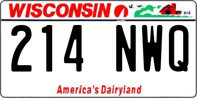 WI license plate 214NWQ