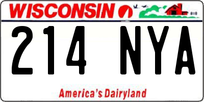 WI license plate 214NYA