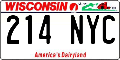 WI license plate 214NYC