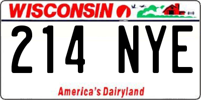 WI license plate 214NYE
