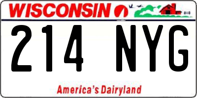 WI license plate 214NYG