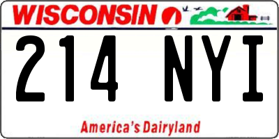 WI license plate 214NYI