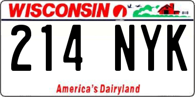WI license plate 214NYK