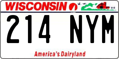 WI license plate 214NYM