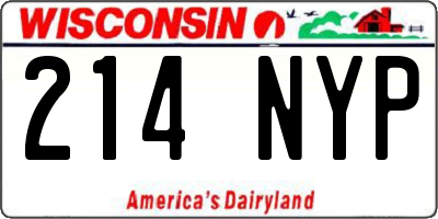 WI license plate 214NYP