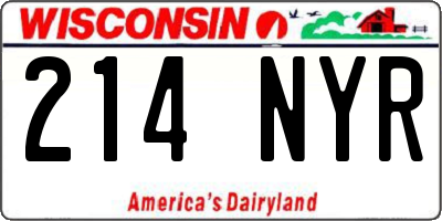 WI license plate 214NYR