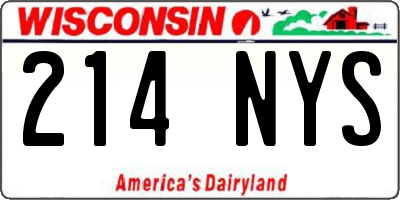 WI license plate 214NYS