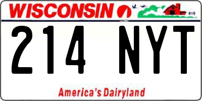 WI license plate 214NYT