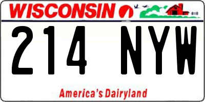 WI license plate 214NYW