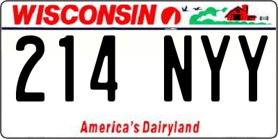 WI license plate 214NYY