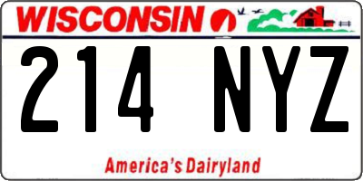 WI license plate 214NYZ