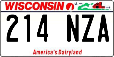 WI license plate 214NZA