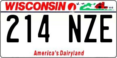 WI license plate 214NZE
