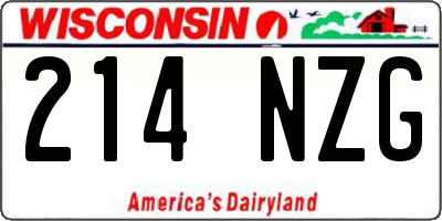 WI license plate 214NZG