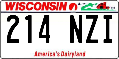WI license plate 214NZI