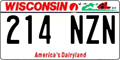 WI license plate 214NZN