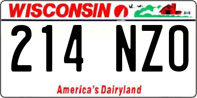 WI license plate 214NZO