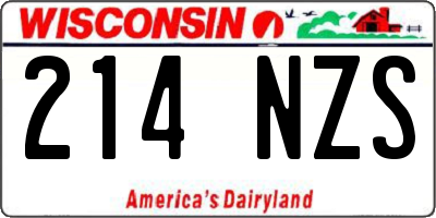 WI license plate 214NZS