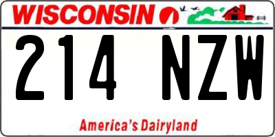 WI license plate 214NZW