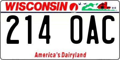 WI license plate 214OAC