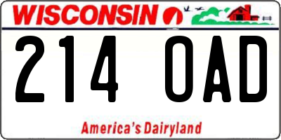 WI license plate 214OAD