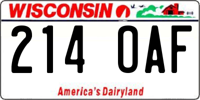WI license plate 214OAF