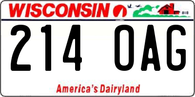 WI license plate 214OAG
