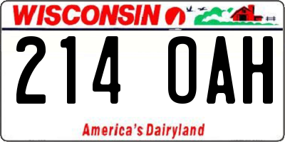 WI license plate 214OAH