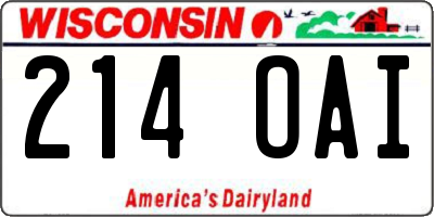 WI license plate 214OAI