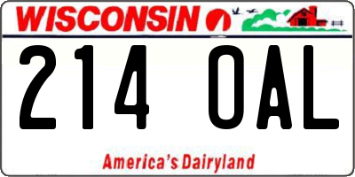 WI license plate 214OAL